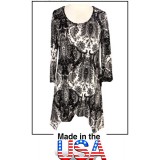 Tunics Tops with 3/4 Sleeves, Paisley Print – Black & White