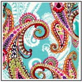 Tunics Tops with 3/4 Sleeves, Paisley Print – Turquoise & Pink color