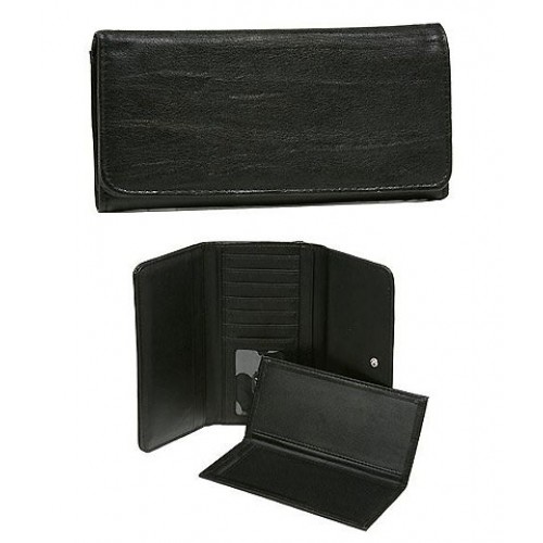 Wallet - Faux Soft Leather Wallet - Black - WL-190JRBK