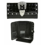 Wallet - Buckled Croc Embossed Wallet - Black - WL-WBLT141CBK Wallet - Buckled Croc Embossed Wallet - Black - WL-WBLT141CBK
