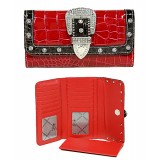 Wallet - Buckled Croc Embossed Wallet - Red - WL-WBLT141CRD Wallet - Buckled Croc Embossed Wallet - Red - WL-WBLT141CRD