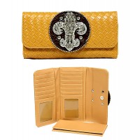 Wallet - Fleur de Lis Charm Wallet/Leather Like - Camel - WL-W119CA