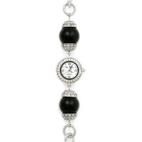 Bracelet Watch - Pearl Like Links Band - WT-L80626BK