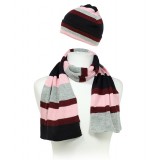 Hat & Scarf Set - Knitted Stripes Set - HTSF-TO102-3 Hat & Scarf Set - Knitted Stripes Set - HTSF-TO102-3