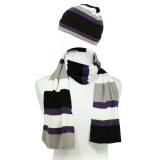 Hat & Scarf Set - Knitted Stripes Set - HTSF-TO102-4 Hat & Scarf Set - Knitted Stripes Set - HTSF-TO102-4