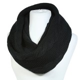 Scarf - Infinity Cable Knitted Scarf - Black - SF-0118S-BK Scarf - Infinity Cable Knitted Scarf - Black - SF-0118S-BK