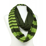 Scarf - Infinity Loop Knitted Stripes - Olive -SF-11KS002OLV Scarf - Infinity Loop Knitted Stripes - Olive -SF-11KS002OLV