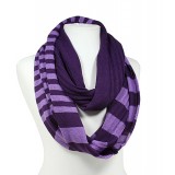 Scarf - Infinity Loop Knitted Stripes - Purple -SF-11KS002PL Scarf - Infinity Loop Knitted Stripes - Purple -SF-11KS002PL
