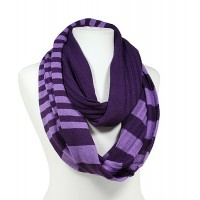 Scarf - Infinity Loop Knitted Stripes - Purple -SF-11KS002PL