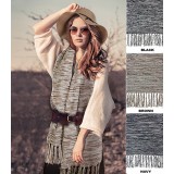 Scarf - Knitted Shawl/ Wrap with Fringes - SF-14KS-188 Scarf - Knitted Shawl/ Wrap with Fringes - SF-14KS-188