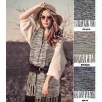 Scarf - Knitted Shawl/ Wrap with Fringes - SF-14KS-188