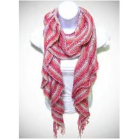 Scarf - Knitted  Ruffled W/Multi Metallic - Ivory - SF-PSW0582IV