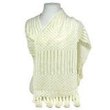 Scarf - Crochet w/Dangling Pompoms Scarf - Ivory Color - SF-S1278IV Scarf - Crochet w/Dangling Pompoms Scarf - Ivory Color - SF-S1278IV
