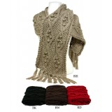 Scarf - Cable Knit Scarf w/ Fringes - SF-S1289 Scarf - Cable Knit Scarf w/ Fringes - SF-S1289