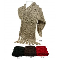 Scarf - Cable Knit Scarf w/ Fringes - SF-S1289