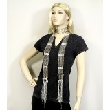 Scarf - Beaded Crochet Sash - Ivory Color - SF-SFS119002 Scarf - Beaded Crochet Sash - Ivory Color - SF-SFS119002