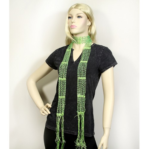 Scarf - Beaded Crochet Sash - Green Color - SF-SFS119005
