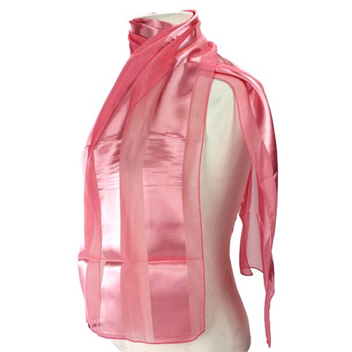 Scarf - Satin Solid - Stripes - Pink - SF-AO001PK