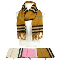 Scarf - Cashmere Wool Scarf w/Stripes - SF-CW0504
