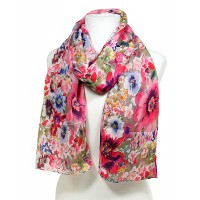Scarf - Fabric Scarf - Floral Print -  Pink - SF-SSF25106PK