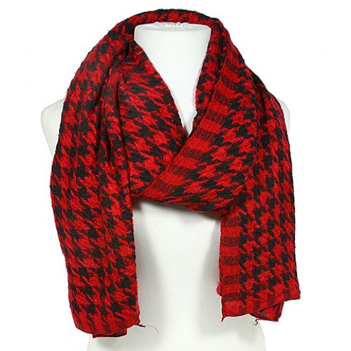 Scarf - Houndstooth Print - Red - SF-TSF51489RD