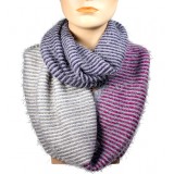 Infinity Scarf - Multi Color Stripes - Purple/Black/Beige Color - SF-16832PLBKBE Infinity Scarf - Multi Color Stripes - Purple/Black/Beige Color - SF-16832PLBKBE