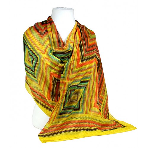 Scarf - Shawl - Concentric Square Print - Orange/Yellow - SF-ASF50574OR Scarf - Shawl - Concentric Square Print - Orange/Yellow - SF-ASF50574OR