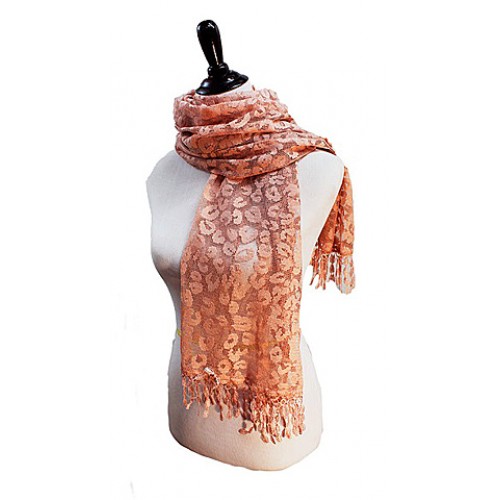 Scarf - Lace w/ Fringes - Leopard Print - SF-ES1005BLS