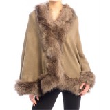 Poncho/ Shawl - Fur Trim - SF-FW512KHA Poncho/ Shawl - Fur Trim - SF-FW512KHA