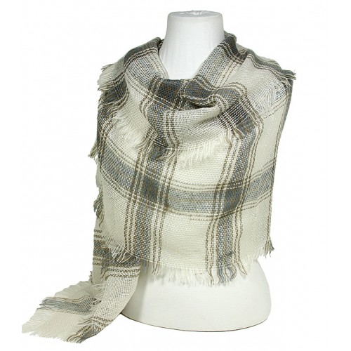 Scarf - Shawl - Woven Mega Checker Print - Dark Gray- SF-GF1027DGY Scarf - Shawl - Woven Mega Checker Print - Dark Gray- SF-GF1027DGY