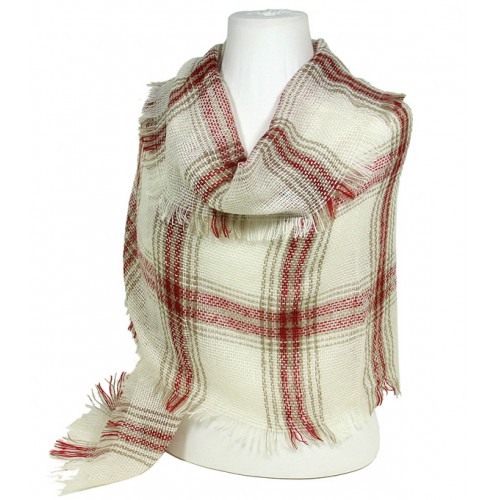 Scarf - Shawl - Woven Mega Checker Print - Red - SF-GF1027RD